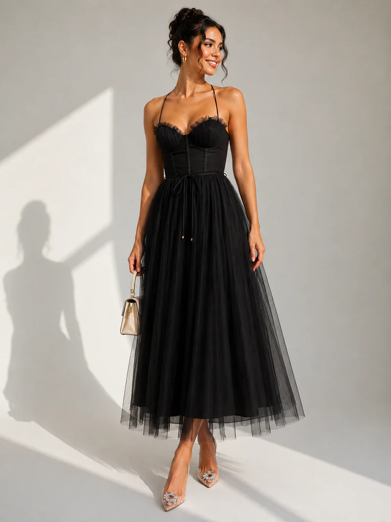 Chiyoko - Elegante Abito MIDI Con Schiena Scoperta - Image 2