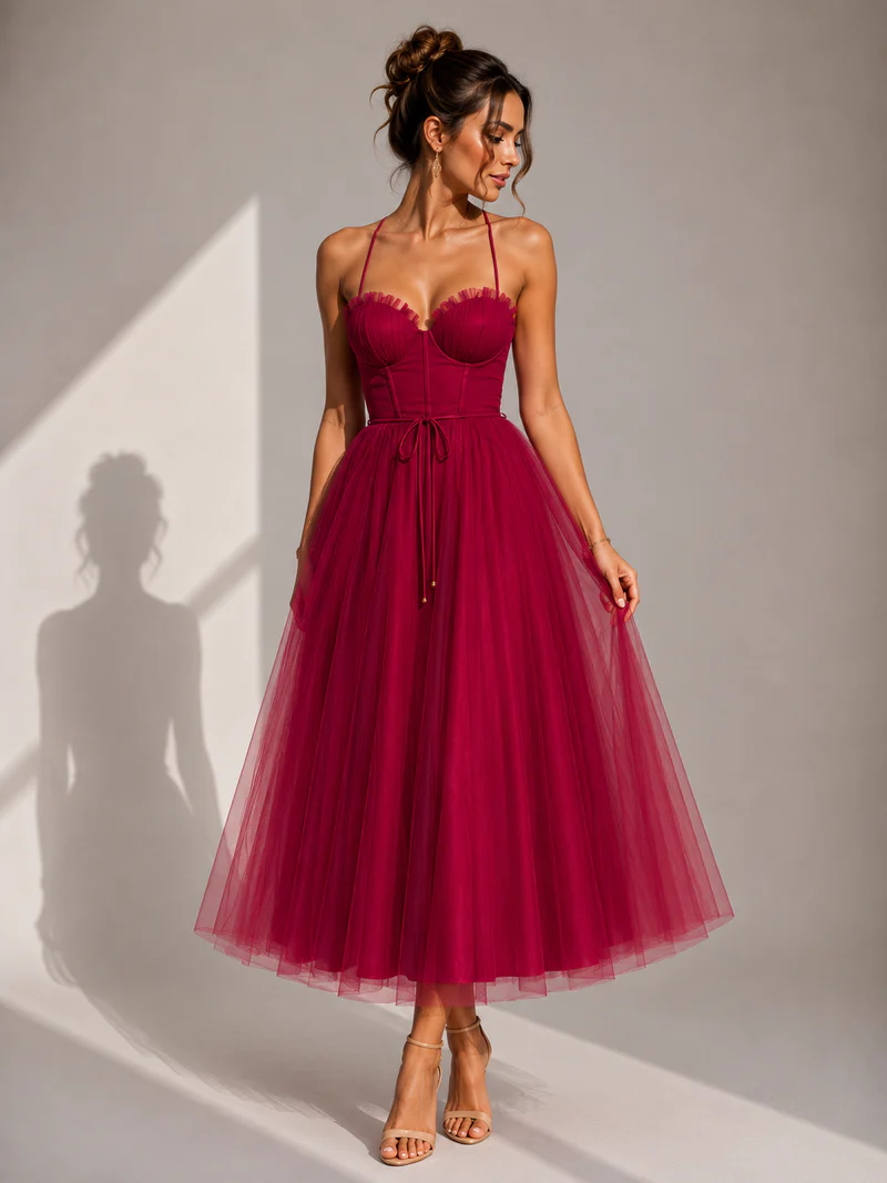 Chiyoko - Elegante Abito MIDI Con Schiena Scoperta - Image 8