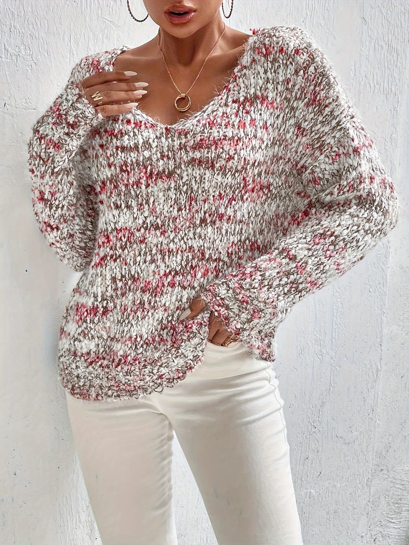 Chryselda - Maglione Casual a Maniche Lunghe Lavorato a Maglia