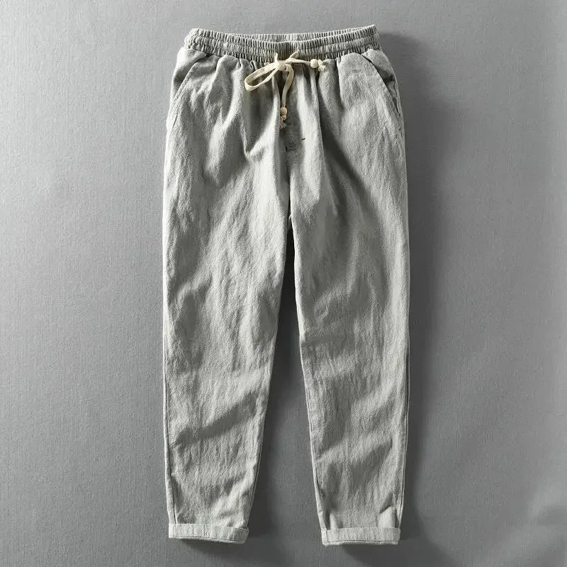 Clarke - Pantaloni Casuale in Lino Con Coulisse In Vita - Image 4