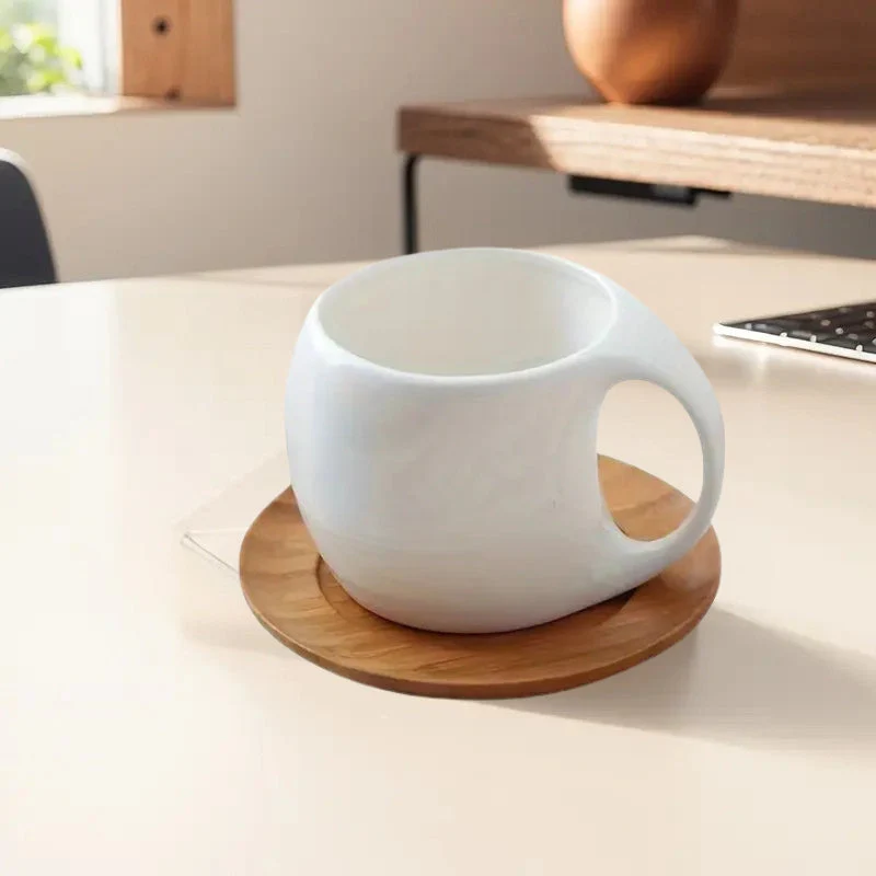 ClayHaven - Tazza Da Caffè In Ceramica Con Piattino in Legno - Image 3