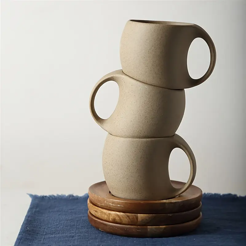 ClayHaven - Tazza Da Caffè In Ceramica Con Piattino in Legno - Image 5