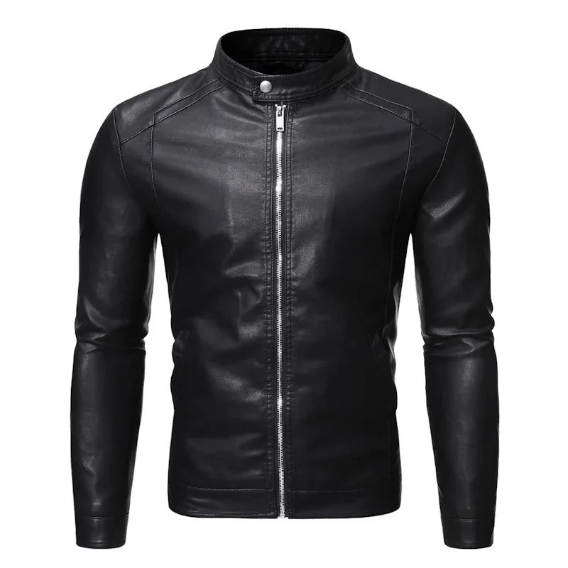 Daamian - Giacca In Pelle Con Collo Alto