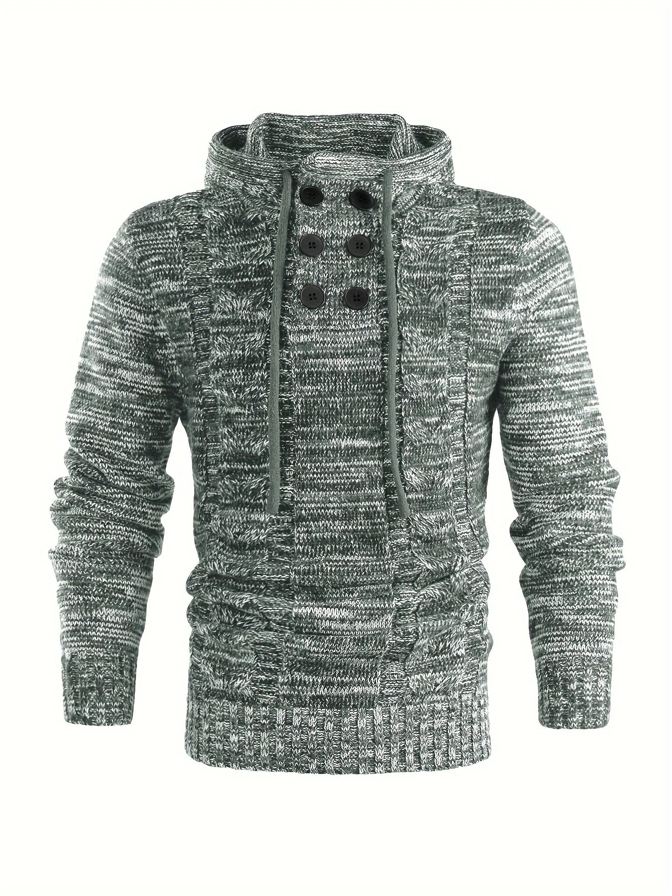 Damiaan - Felpa Con Cappuccio Casual a Maniche Lunghe In Maglia - Image 3