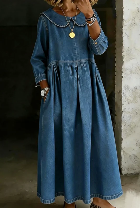 Dasol - Abito in Denim a Maniche Lunghe