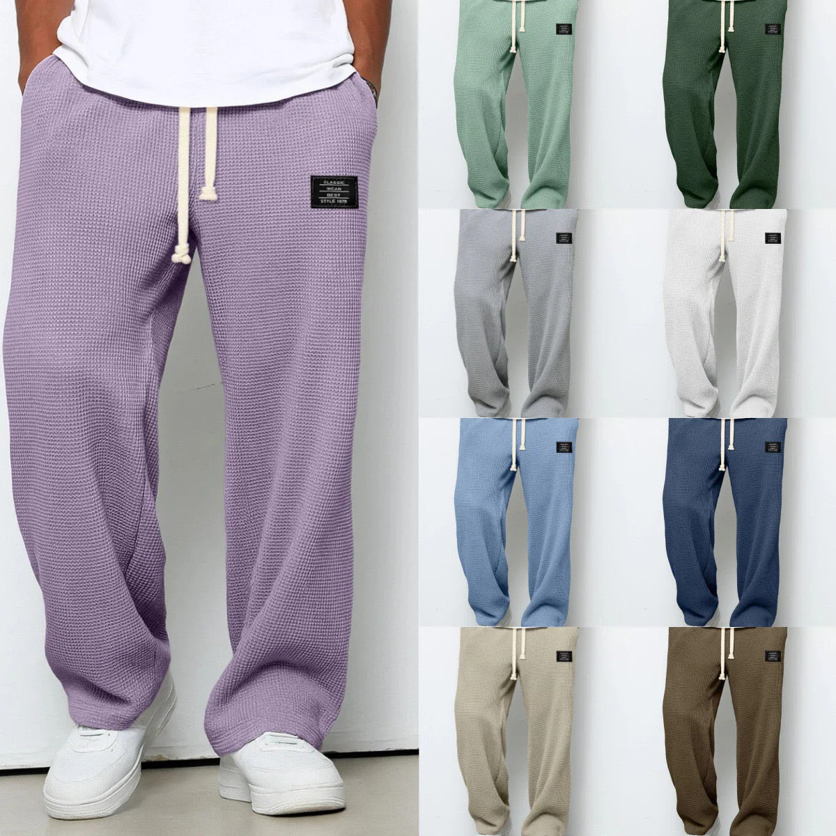 Daved - Pantaloni Casual In Maglia Waffle Con Coulisse - Image 11