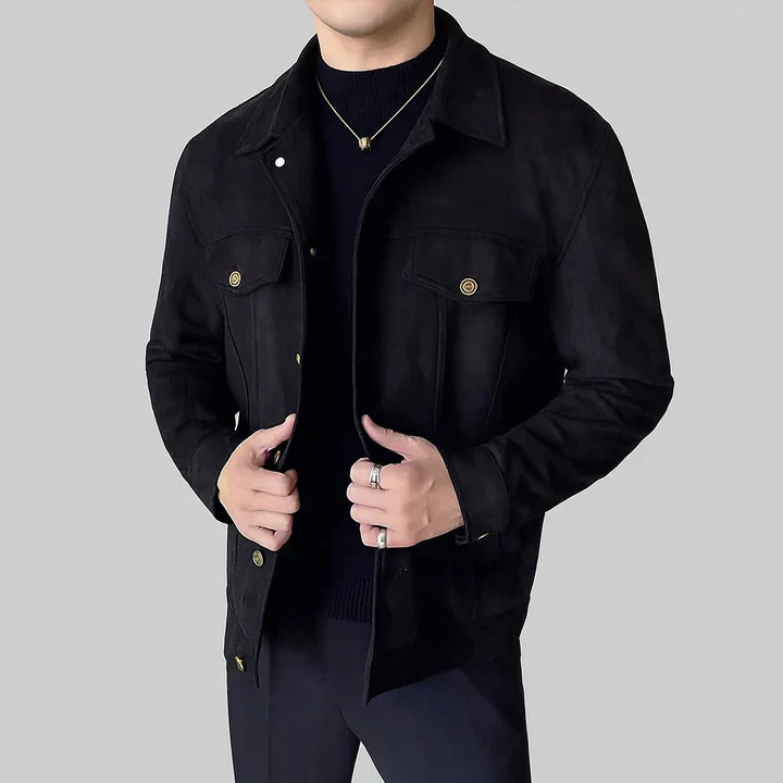 Davila - Elegante Giacca in Pelle Scamosciata a Maniche Lunghe - Image 2