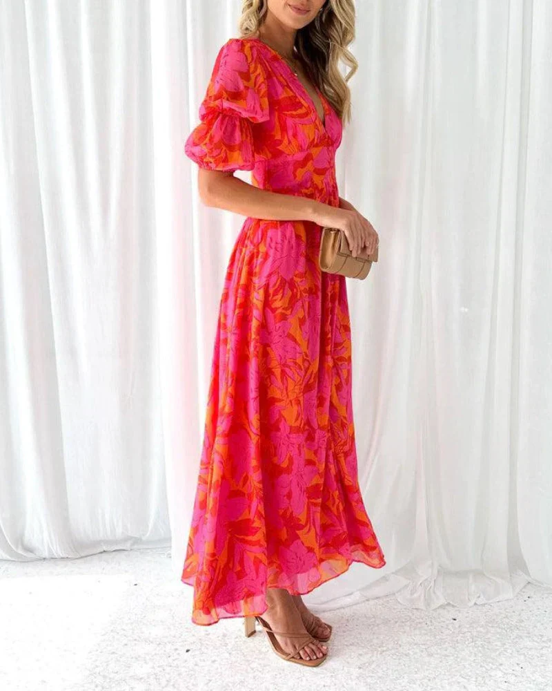 Derana - Maxi Abito Rosso Rosa - Image 2