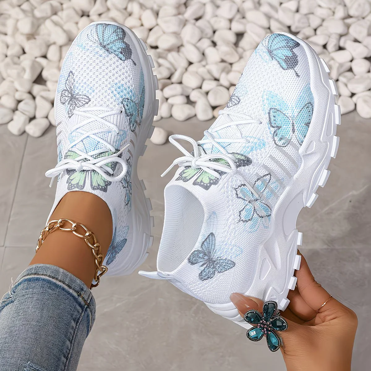 Destinee - Sneaker Con Lacci e Stampa a Farfalle - Image 6