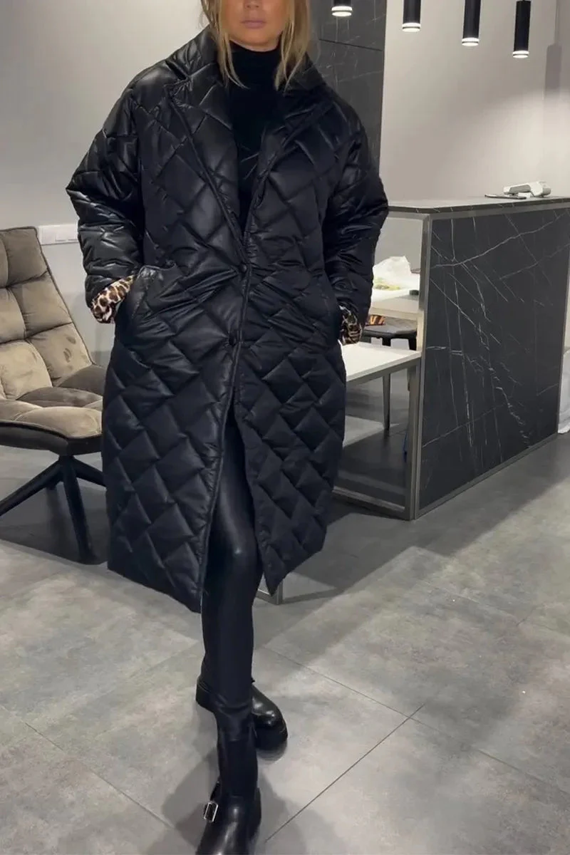 Devine - Elegante Cappotto Trapuntato Con Fodera Leopardata - Image 5