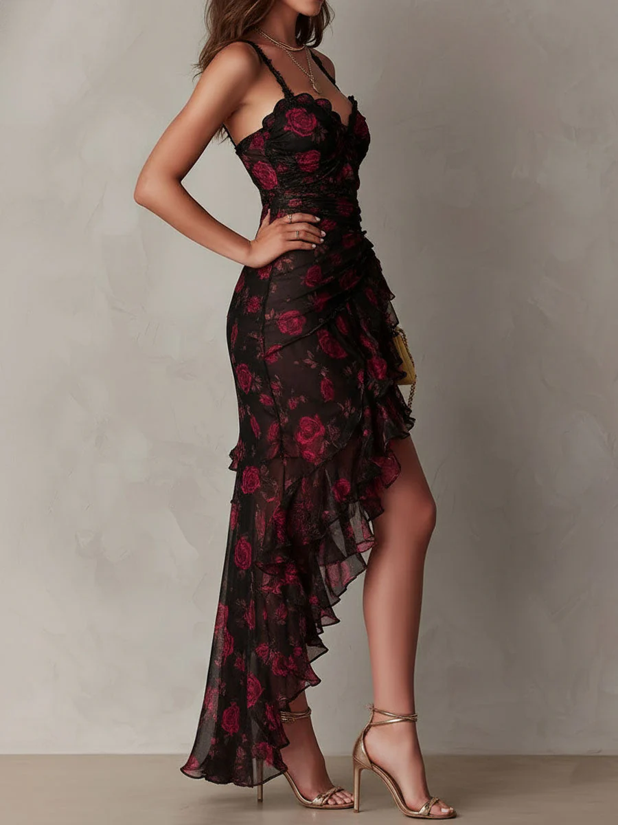 Deyna - Elegante Abito a Fiori Con Orlo Arricciato - Image 3
