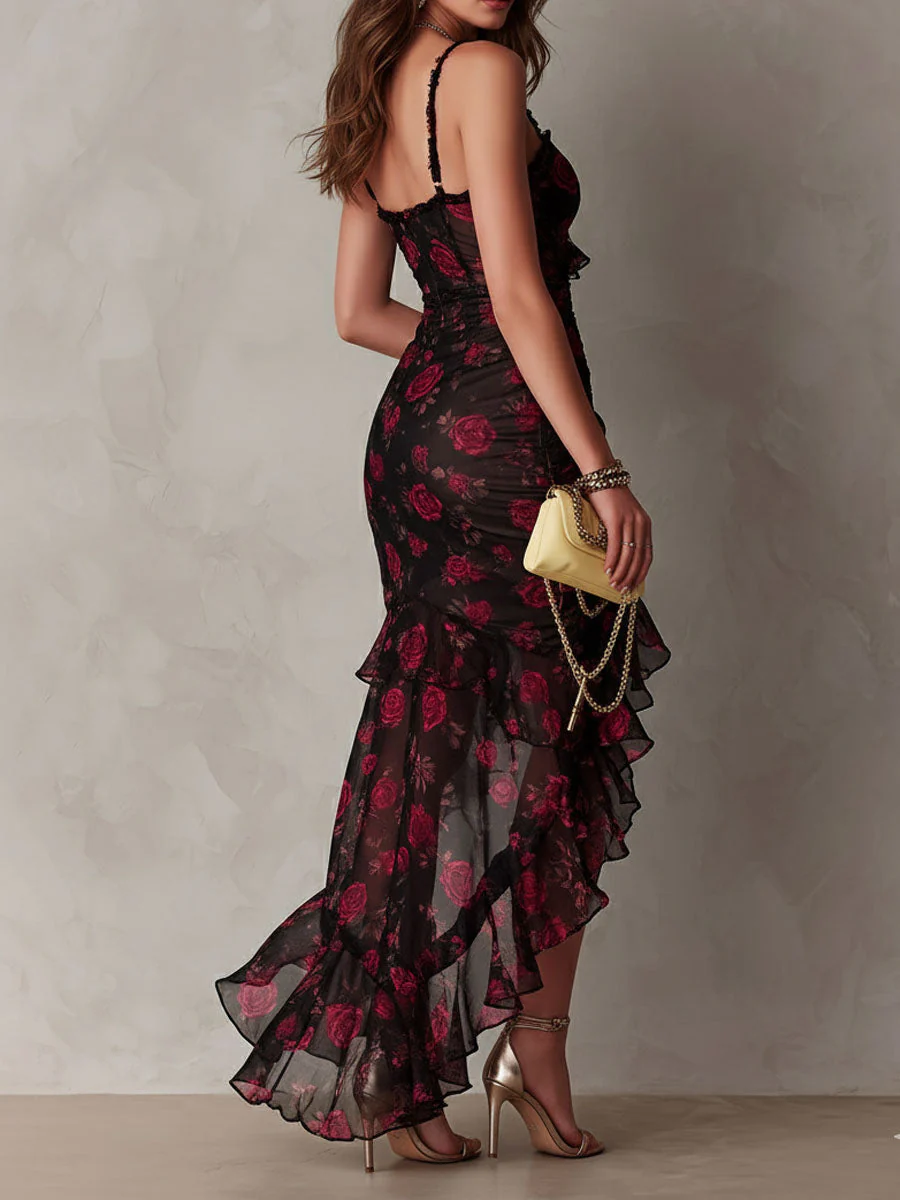 Deyna - Elegante Abito a Fiori Con Orlo Arricciato - Image 4