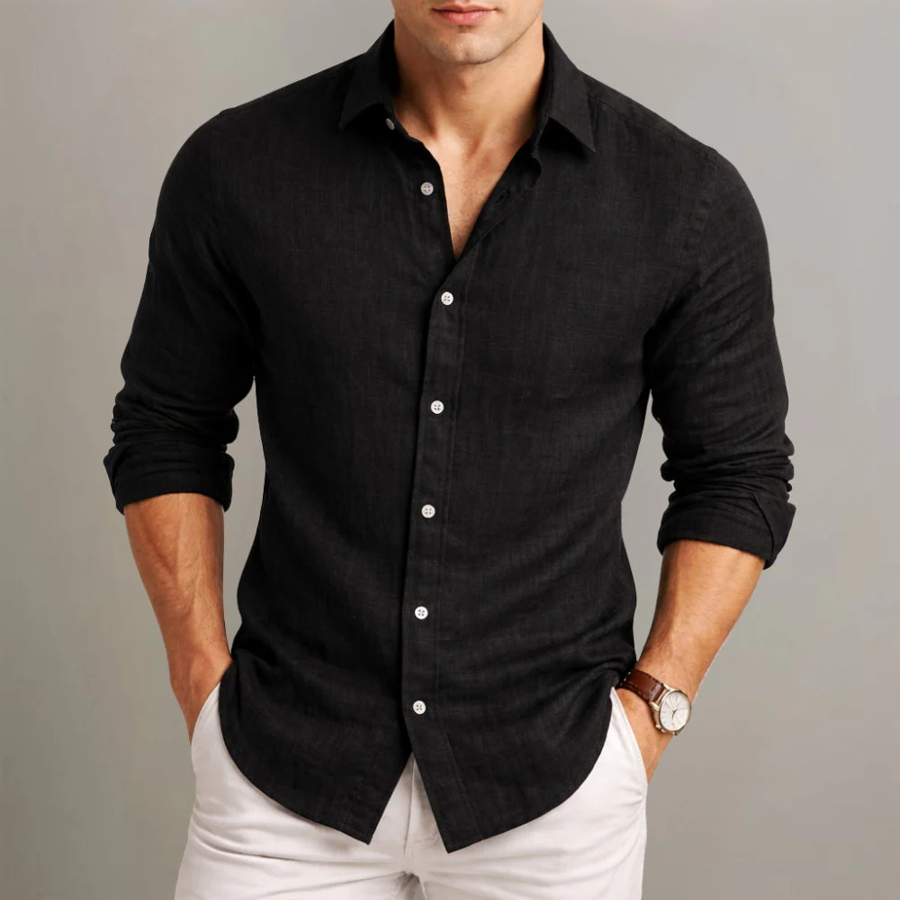 Dilshan - Camicia Casual in Cotone e Lino Con Bottoni - Image 4