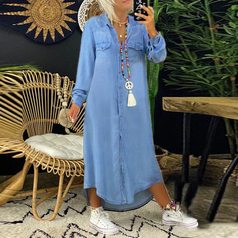 Dorota - Abito in Denim a Maniche Lunghe