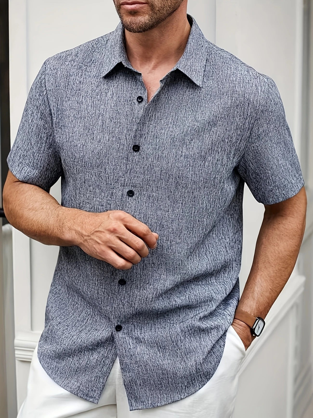 Dwight - Camicia Leggera In Misto Lino A Maniche Corte - Image 16