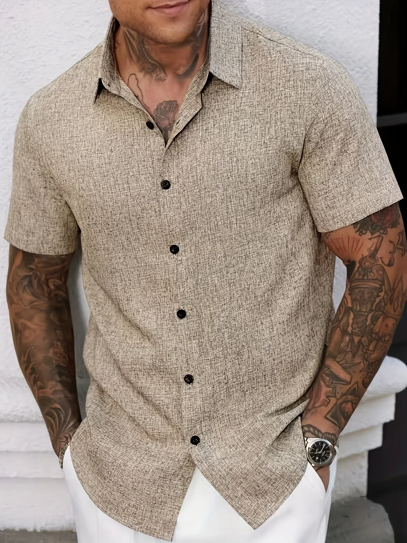 Dwight - Camicia Leggera In Misto Lino A Maniche Corte - Image 23