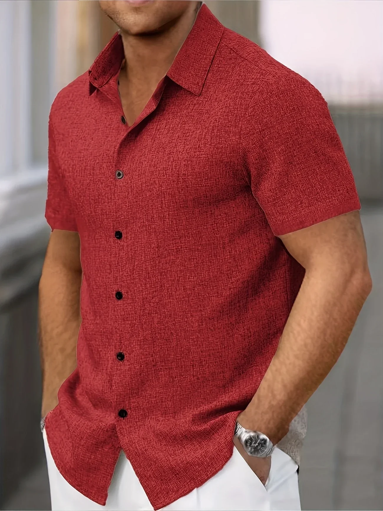 Dwight - Camicia Leggera In Misto Lino A Maniche Corte - Image 26