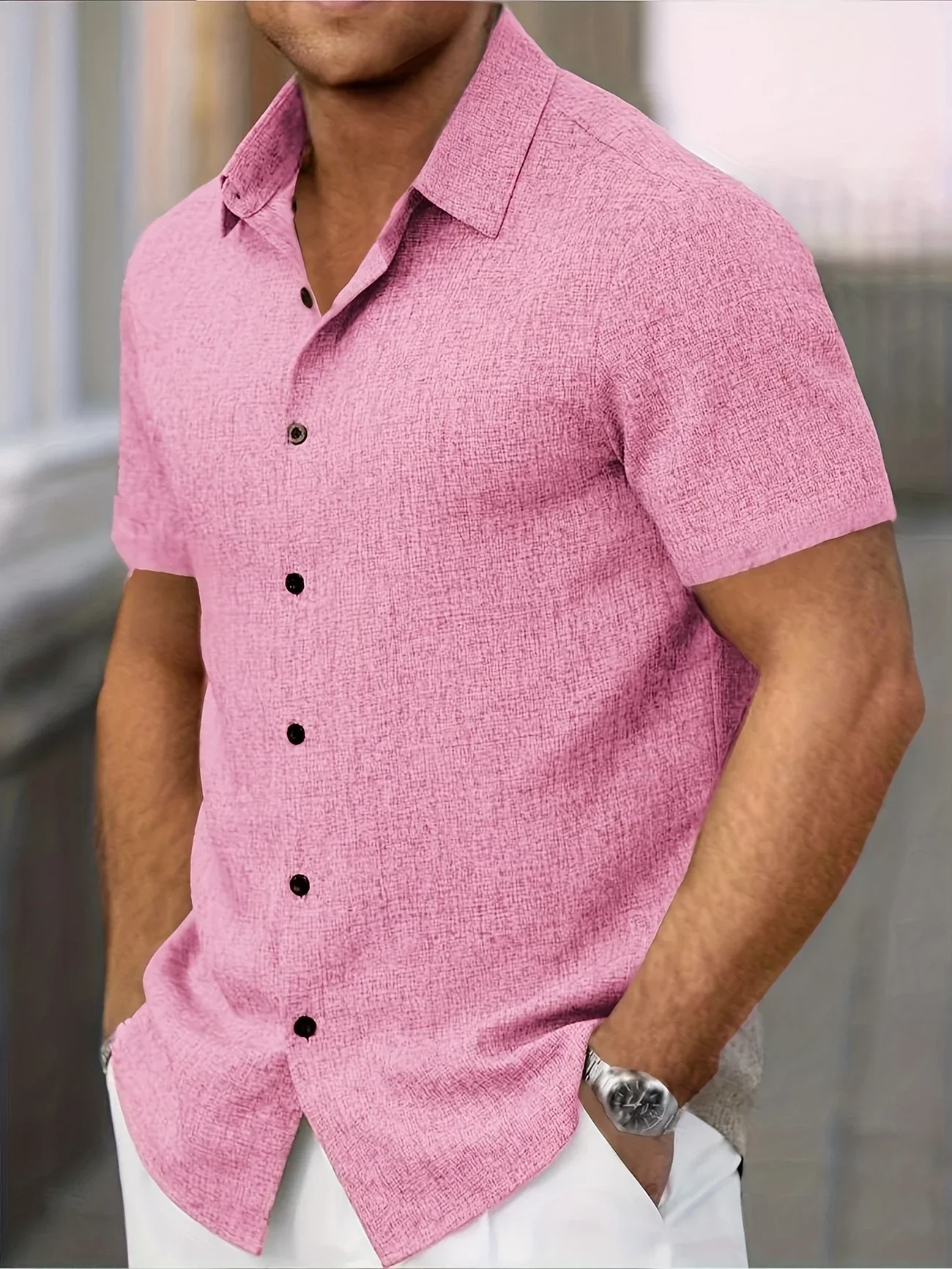 Dwight - Camicia Leggera In Misto Lino A Maniche Corte - Image 33