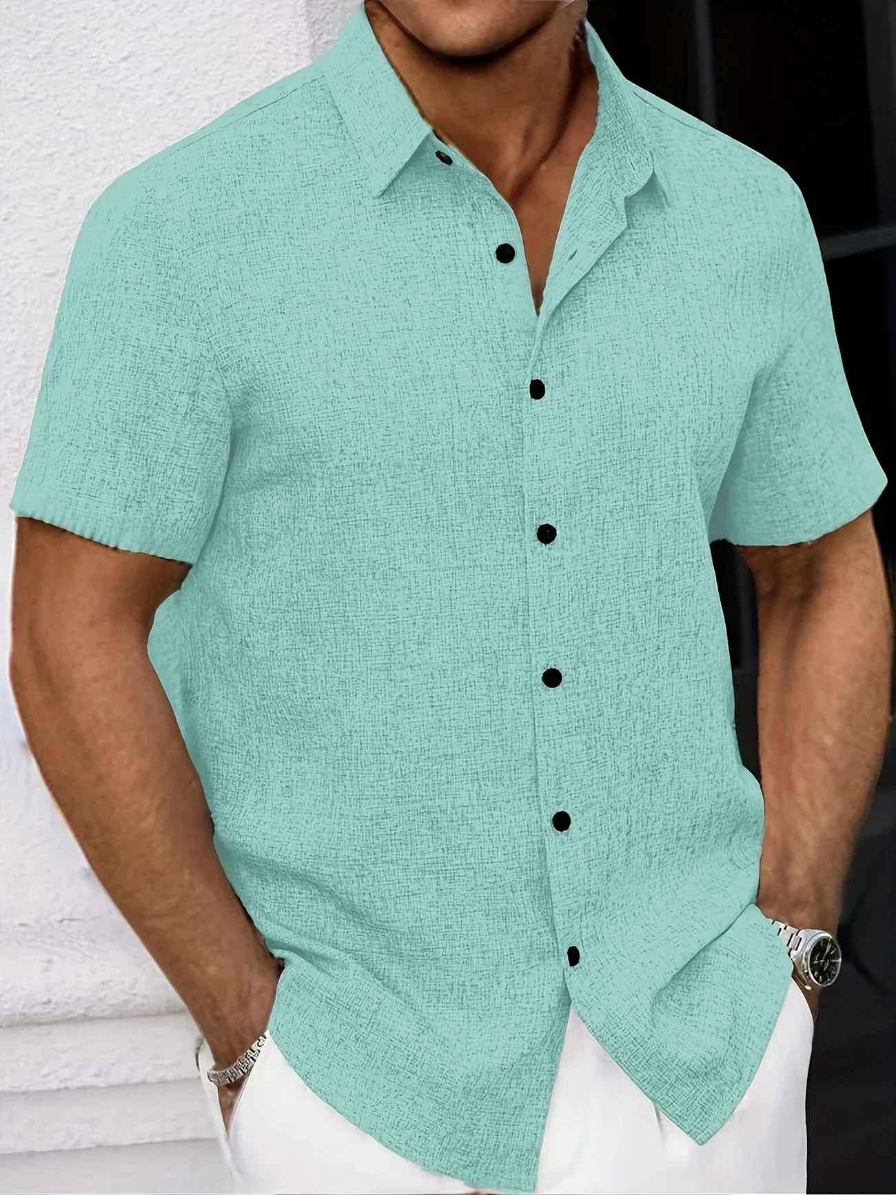Dwight - Camicia Leggera In Misto Lino A Maniche Corte - Image 46