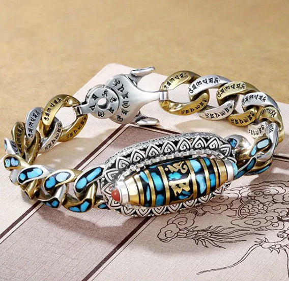 DziVana - Bracciale Dzi Con Mantra a Sei Caratteri In Turchese - Image 2
