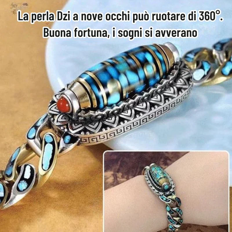 DziVana - Bracciale Dzi Con Mantra a Sei Caratteri In Turchese - Image 5