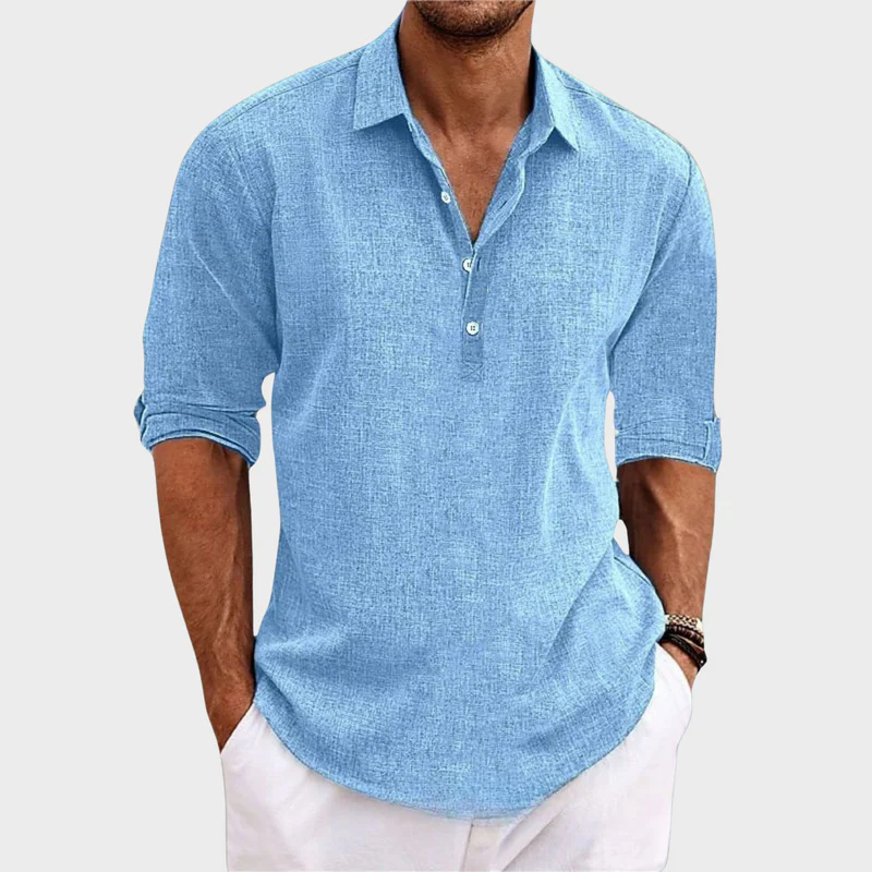 Ehrhard - Camicia Casual in Cotone e Lino a Maniche Lunghe - Image 2