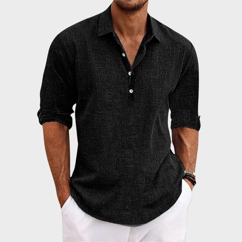 Ehrhard - Camicia Casual in Cotone e Lino a Maniche Lunghe - Image 3