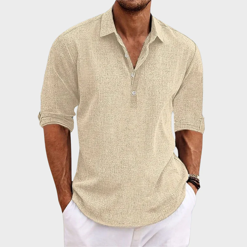 Ehrhard - Camicia Casual in Cotone e Lino a Maniche Lunghe - Image 5