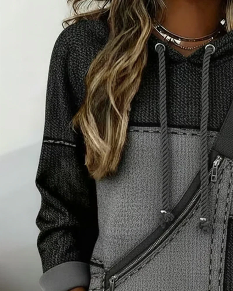 Eija - Felpa Con Cappuccio Colore Block Alla Moda - Image 2