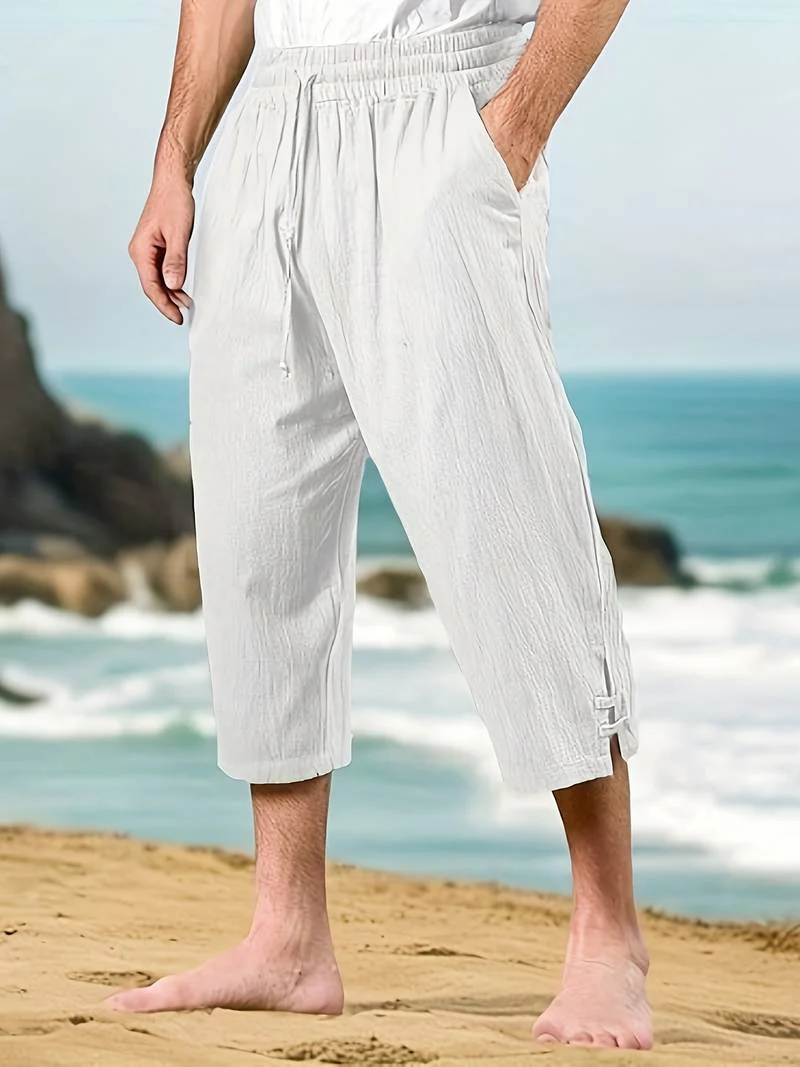 Eksteen - Pantaloni Casual in Lino Con Tasche Multiple - Image 2