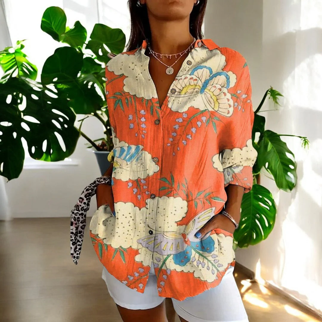 Elira - Camicia Floreale Vintage Abbottonata a Maniche Lunghe - Image 4