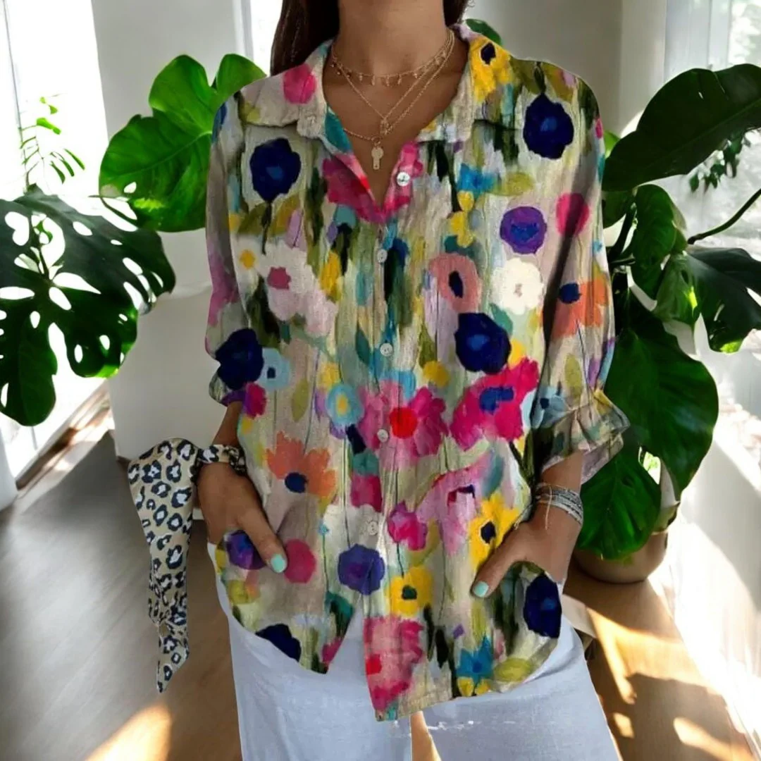 Elira - Camicia Floreale Vintage Abbottonata a Maniche Lunghe - Image 6