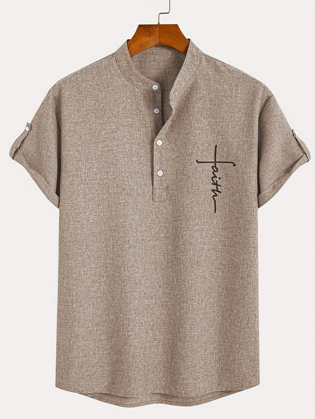 Elliott - Elegante Camicia a Maniche Corte Con Collo Alto - Image 10