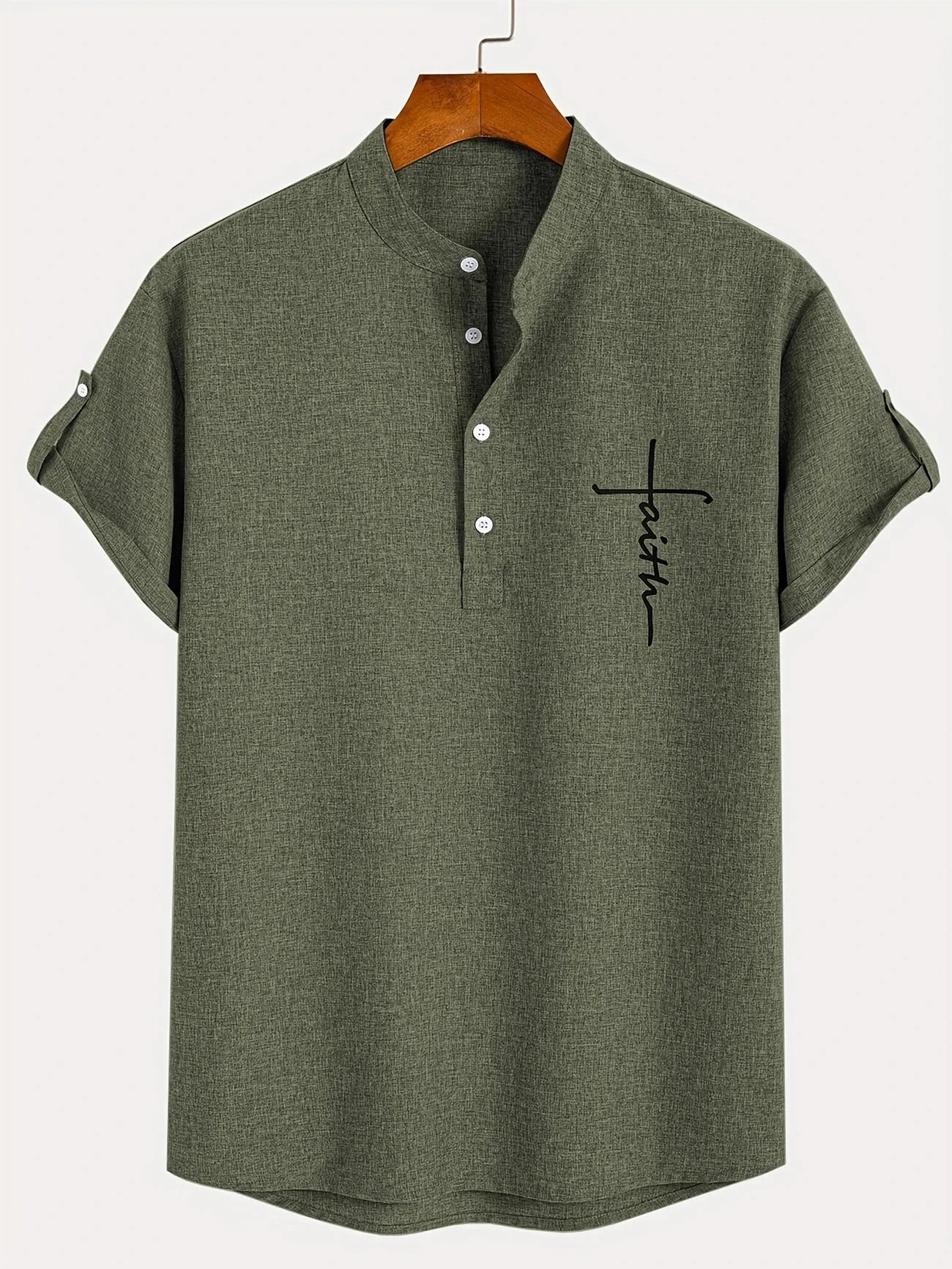 Elliott - Elegante Camicia a Maniche Corte Con Collo Alto - Image 24