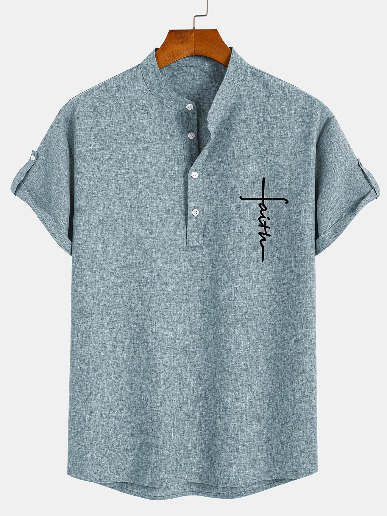 Elliott - Elegante Camicia a Maniche Corte Con Collo Alto - Image 32