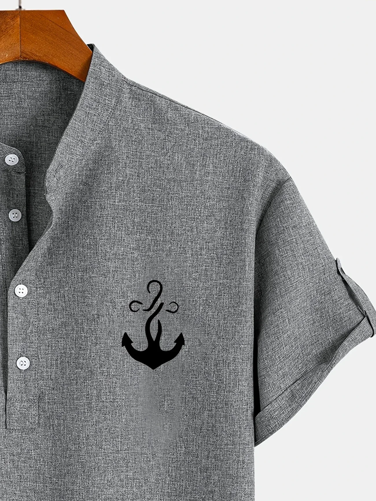 Elliott - Elegante Camicia a Maniche Corte Con Collo Alto - Image 47