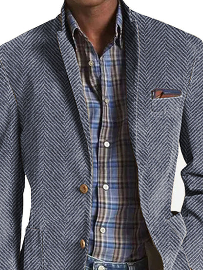 Elon - Blazer Casual In Pelle Scamosciata Con Motivo a Spina Di Pesce - Image 6