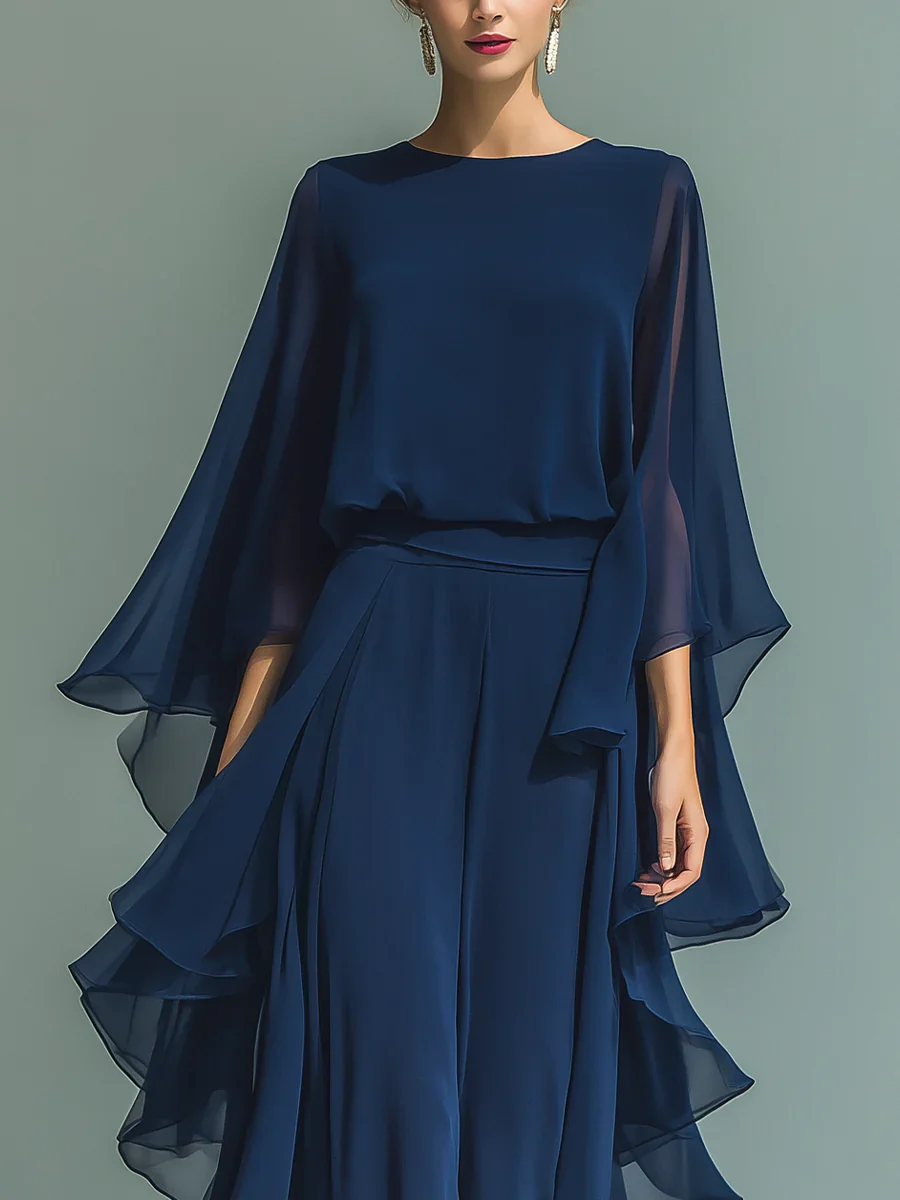 Elyssa - Set Elegante in Chiffon Con Volant - Image 2