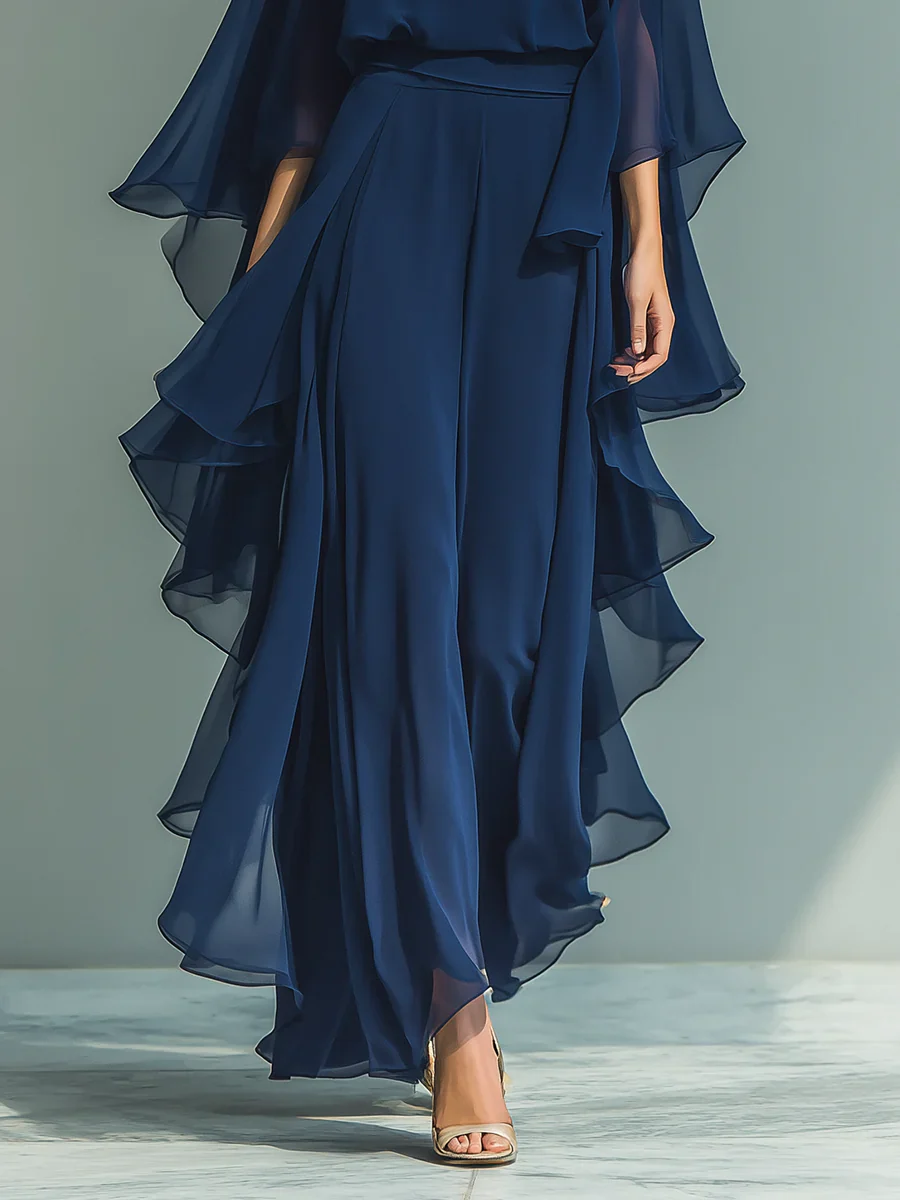 Elyssa - Set Elegante in Chiffon Con Volant - Image 3