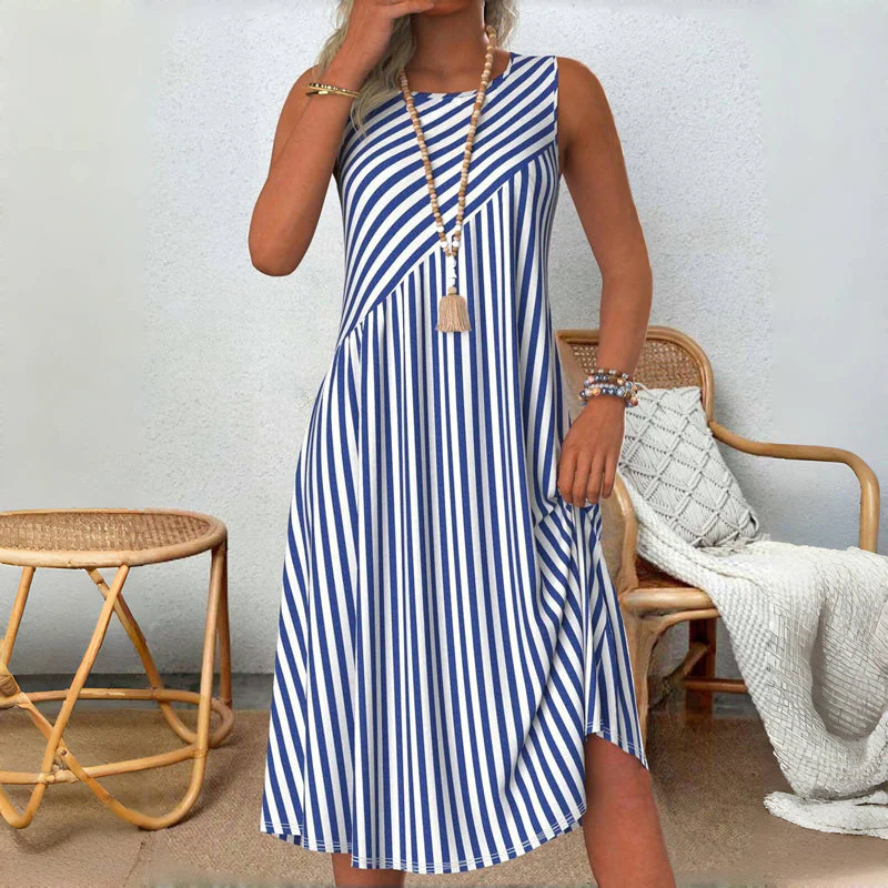 Emeely - Abito Casual A Righe Senza Maniche