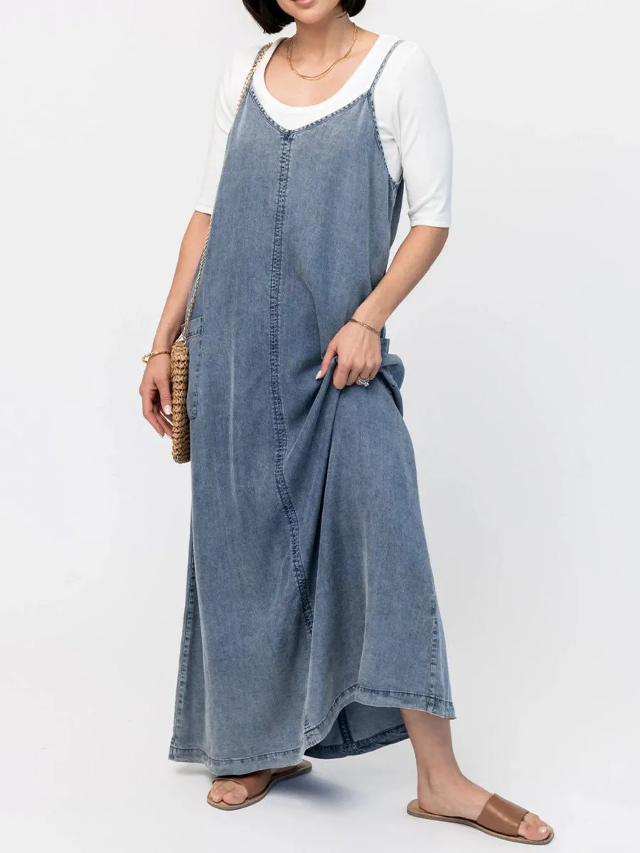 Éricaa - Maxi Abito In Denim Dal Taglio Largo