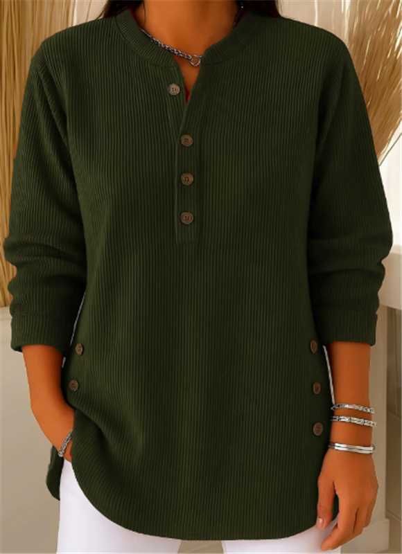 Eshani - Maglia Henley Casual a Maniche lunghe Con Bottoni e Lavorazione a Coste - Image 9