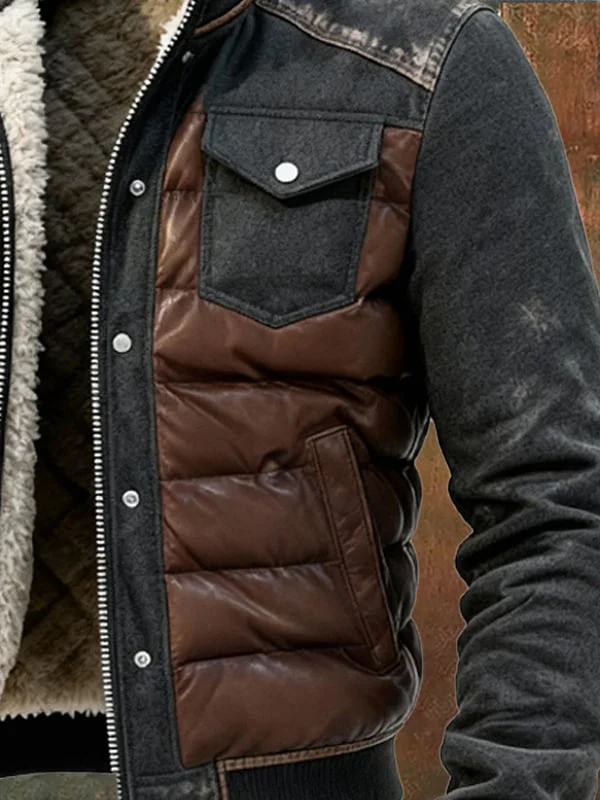 Esposito - Giacca Outdoor Trapuntata Patchwork Retrò Con Cerniera - Image 3
