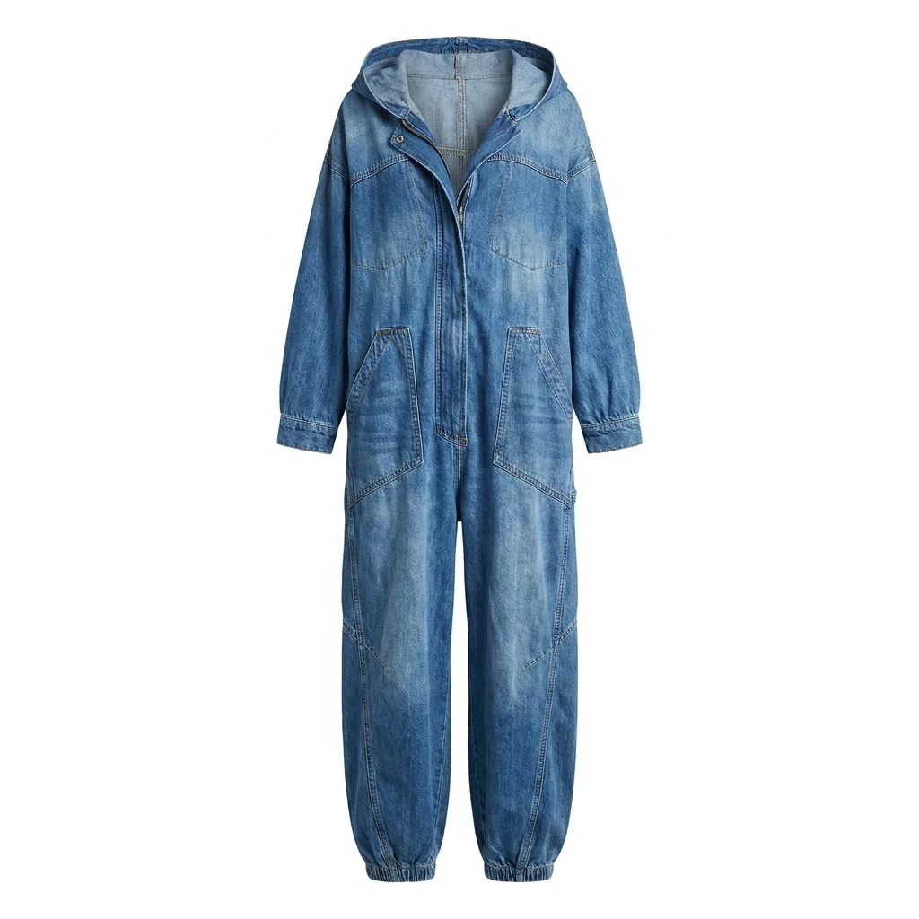 Estielle - Tuta in Denim Con Cappuccio - Image 4