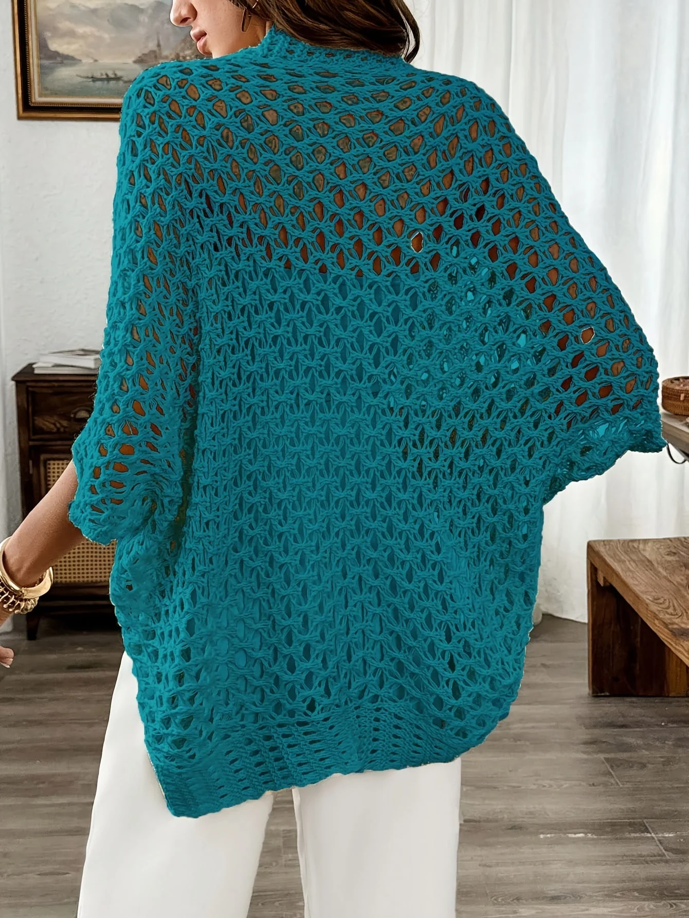 Etleva - Elegante Cardigan Traforato Con Maniche A Pipistrello - Image 3