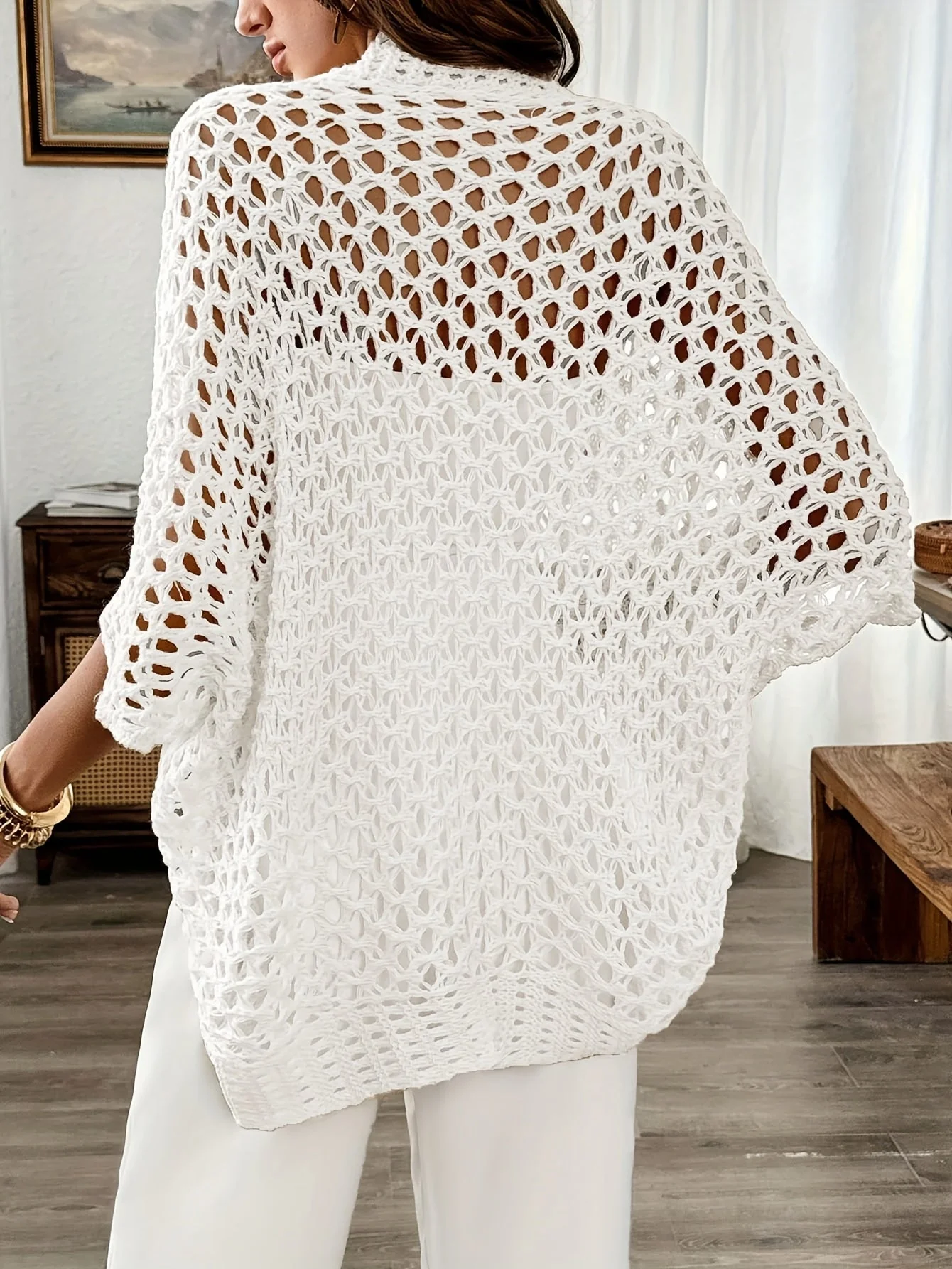 Etleva - Elegante Cardigan Traforato Con Maniche A Pipistrello - Image 34