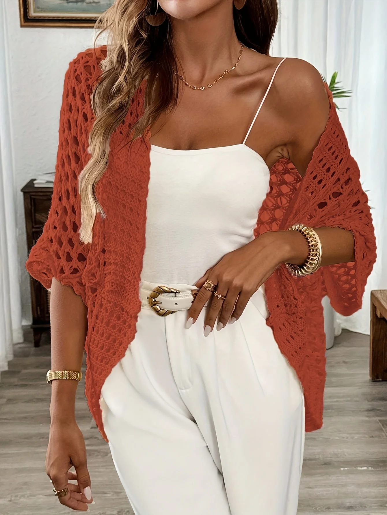 Etleva - Elegante Cardigan Traforato Con Maniche A Pipistrello - Image 37