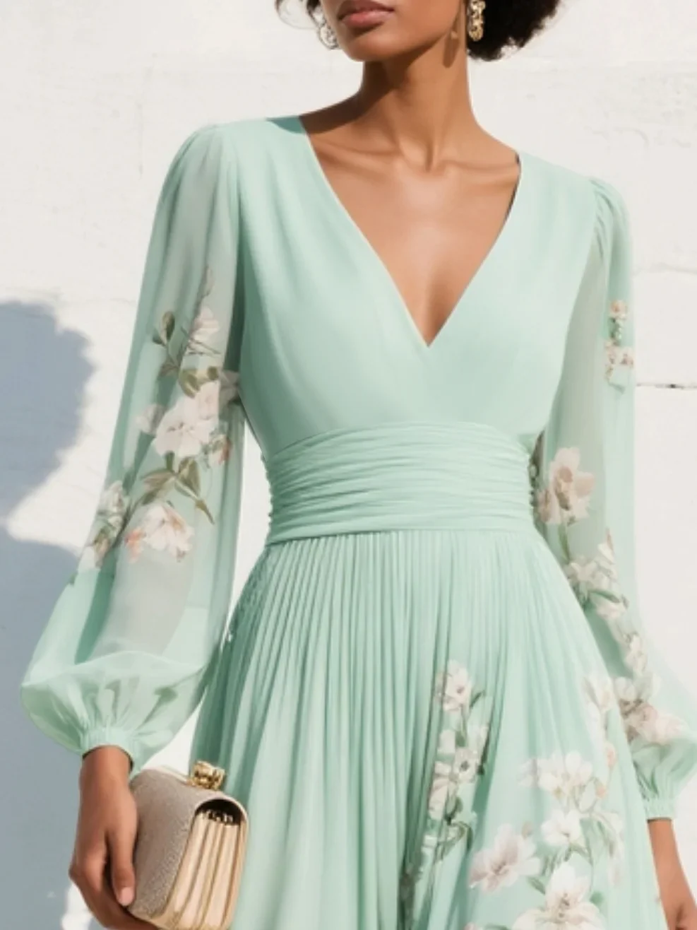 Evalyn - Abito Lungo Plissettato in Chiffon - Image 2