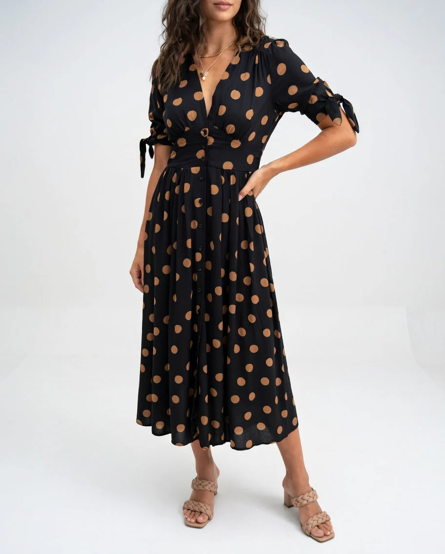 Fabienne - Elegante Abito Midi a Pois