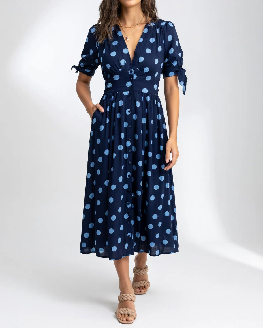 Fabienne - Elegante Abito Midi a Pois - Image 2